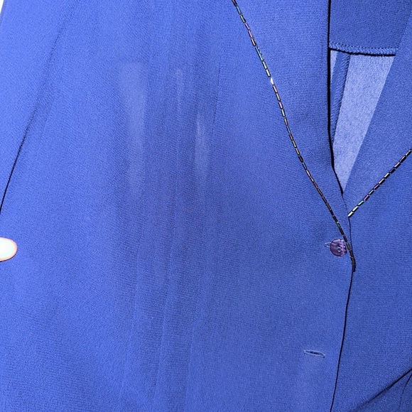 vintage Danny & Nicole size 18 navy sheer blouse Elbow sleeve Button please Bead - Picture 3 of 4